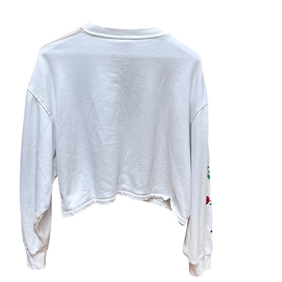 Adidas‎ Floral Embroidered Sweatshirt Cropped Boho Streetwear Medium - Picture 6 of 7